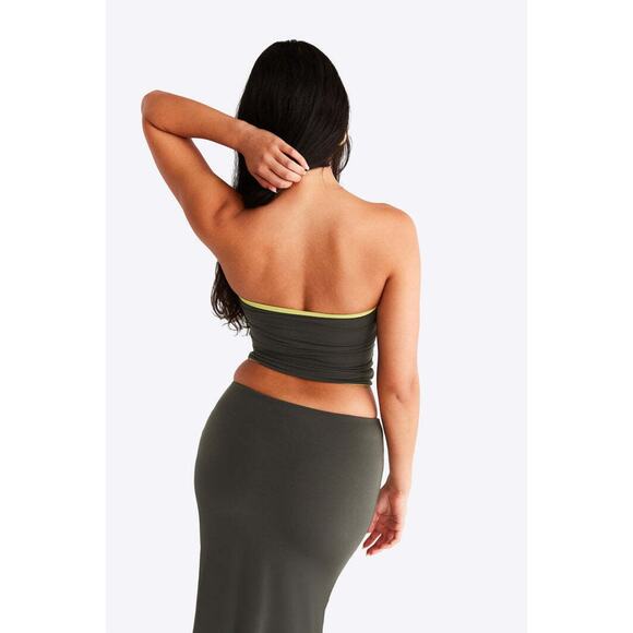 Susamusa Nova Strapless Bandeau Top - XS - Khaki and Lime - Picture 4 of 6